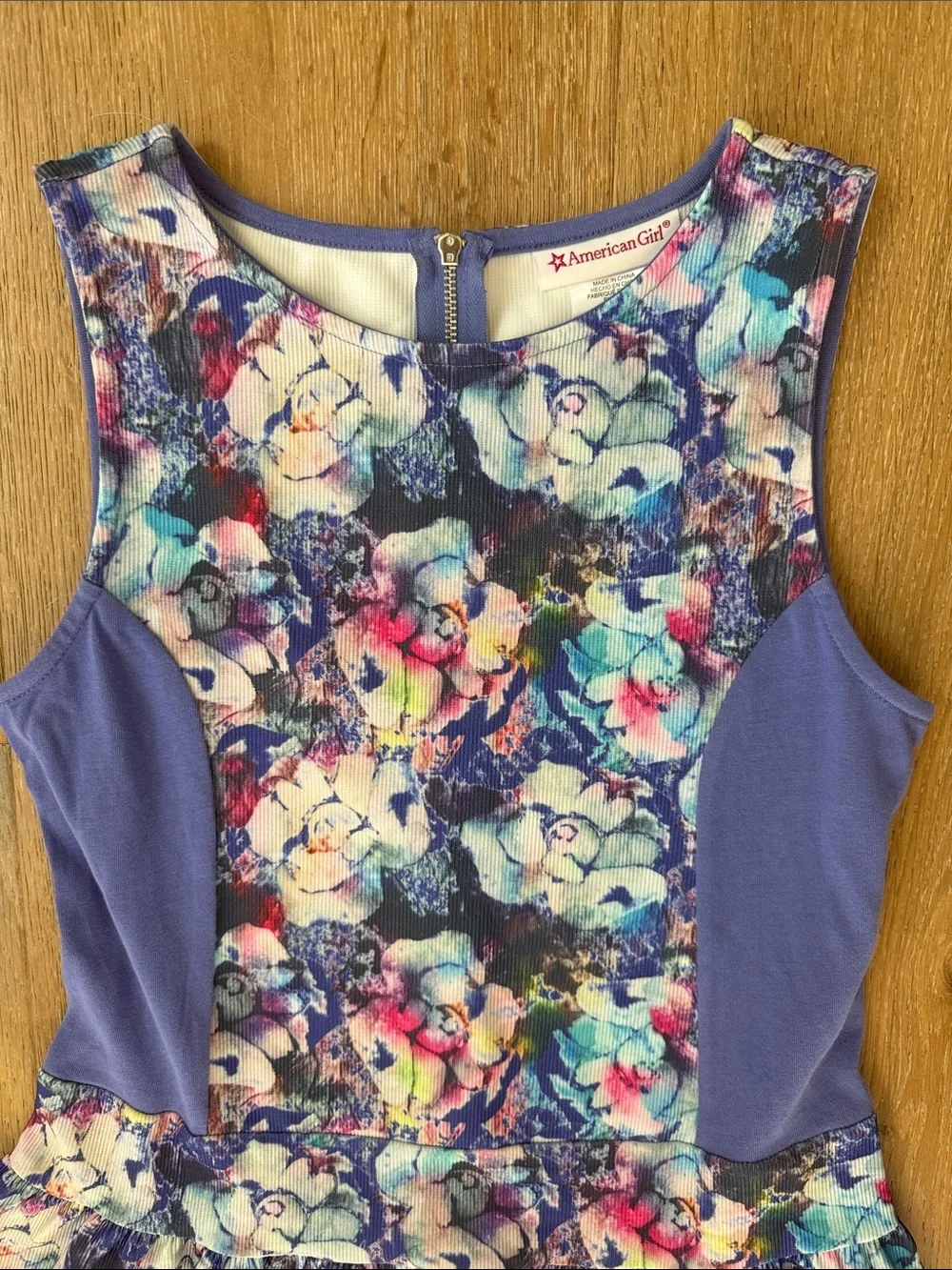 American Girl Purple Floral Panel Dress size 16